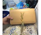 2016 YSL Monogramme Cross-body Clutch Shoulder Bag Patent Leather 411218 Apricot 411218