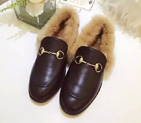 2016 gucci women Calfskin leather shoes with wool GWS143