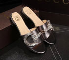 2016 gucci women Slippers in Calfskin leather with Rhinestone GWS246
