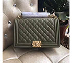 2017 Boy Chanel Flap Shoulder Bag in Original Caviar Leather A67088 Olive Green A67088