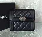 2017 Boy Chanel Matelasse Tri-Fold Wallet Original Lambskin Leather A92115 Black A92115