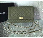 2017 Boy Chanel WOC mini Flap Bag Olive Green Original Caviar leather A80287 Gold Hardware A80287