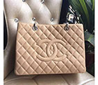 2017 Chanel Classic Coco Bag Shoulder Apricot GST Original Sheepskin Leather A50995 Silver A50995