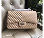 2017 Chanel Classic Flap Bag 1113 Apricot Original Sheekskin leather Silver Hardware 1113