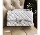 2017 Chanel Classic Flap Bag 1113 White Original Caviar leather Silver Hardware 1113