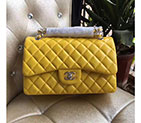 2017 Chanel Classic Flap Bag 1113 Yellow Original Sheekskin leather Silver Hardware 1113