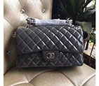 2017 Chanel Classic Flap Bag Original Grey Patent Leather 1113 Silver hardware 1113