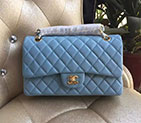 2017 Chanel Classic Flap Bag SkyBlue Original Sheepskin Leather 1112 Gold hardware 1112