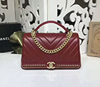 2017 Chanel Classic Top Handle Bag Original Sheepskin Leather A91845 Claret A91845