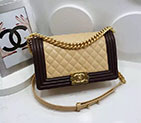 2017 Chanel LE Boy Flap Shoulder Bag Original Sheepskin Leather A67086 Apricot&Coffee A67086