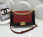 2017 Chanel LE Boy Flap Shoulder Bag Original Sheepskin Leather A67086 Burgundy&Black A67086