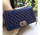 2017 Chanel Le Boy Flap Shoulder Bag Blue Original Lambskin Leather A67086 A67086