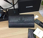 2017 Chanel Matelasse Bi-Fold Wallet Original Caviar Leather A50096 Black A50096