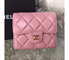 2017 Chanel Matelasse Tri-Fold Wallet Original Sheepskin Leather A82288 Pink in Gold Hardware A82288