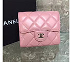 2017 Chanel Matelasse Tri-Fold Wallet Original Sheepskin Leather A82288 Pink in Silver Hardware A82288