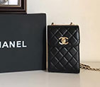 2017 Chanel Phone bag Black Original Sheepskin leather A79301 Gold A79301