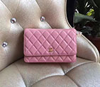 2017 Chanel WOC A33814 Pink Original Lambskin Leather Mini Flap Bag Gold A33814