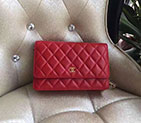 2017 Chanel WOC A33814 Red Original Lambskin Leather Mini Flap Bag Gold A33814