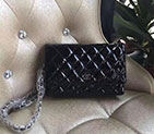 2017 Chanel WOC A33815 Black Original Patent Leather Flap Shoulder Bags Silver A33815