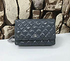 2017 Chanel WOC A33815 Grey Original Patent Leather Flap Shoulder Bags Silver A33815