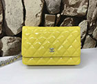 2017 Chanel WOC A33815 Yellow Original Patent Leather Flap Shoulder Bags Silver A33815