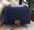 2017 Le Boy Chanel Flap Shoulder Bag in Original Sheepskin Leather A67088 Blue A67088