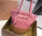 2018 MiuMiu NAPPA LEATHER AND WICKER BUCKET BAG 5BE021