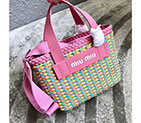 2018 MiuMiu WOVEN FAUX LEATHER BAG 5BA077