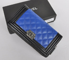Boy Chanel A360 Blue Matelasse Zip Around Wallet A360