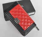Boy Chanel A360 Red Matelasse Zip Around Wallet A360