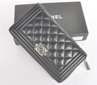 Boy Chanel A88711 Black Matelasse Zip Around Wallet A88711