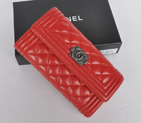 Boy Chanel A88733 Red Matelasse Long Wallet Silver A88733