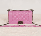 Boy Chanel Flap Bag in Lambskin Leather A66308 Pink A66308