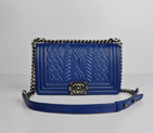 Boy Chanel Flap Bag in Sheepskin Leather A66307 in Blue A66307