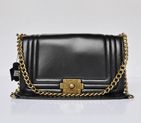 Boy Chanel Flap Shoulder Bag Calf Leather A69010 Black A69010