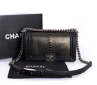 Boy Chanel Flap Shoulder Bag Genuine Python Leather A37003 Bronze A37003
