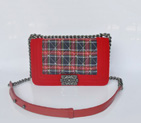 Boy Chanel Flap Shoulder Bag Nubuck & Denim A67064 Red A67064