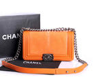 Boy Chanel Flap Shoulder Bag Original Pearl Leather A37003 Orange A37003