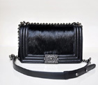 Boy Chanel Flap Shoulder Bag Sheepskin Leather with Horsehair A67759 Black A67759