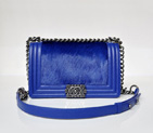 Boy Chanel Flap Shoulder Bag Sheepskin Leather with Horsehair A67759 Blue A67759