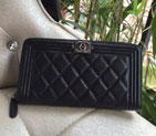 Boy Chanel Matelasse Original Caviar leather Zippy Wallet A80288 Black A80288