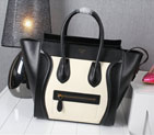 Celine Luggage Mini tote Bag Original Calfskin Leather C3308 Black&White C3308