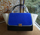 Celine Trapeze Bag Suede Leather C6608 Blue&Black&White C6608