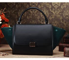 Celine mini Trapeze Top Handle Bag Original Leather 3342S Black&Green 3342