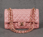 Chanel 1112 Flap Bag Sheepskin Leather Cherry pink with Colorful Diamond CC logo 1112