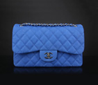 Chanel 1113 Classic Flap Bag Original Cannage Pattern Nubuck Leather Medium Blue with Silver 1113