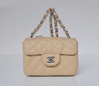 Chanel 1115 mini Classic Flap Bag Caviar Leather Apricot in Silver 1115