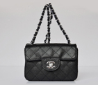 Chanel 1115 mini Classic Flap Bag Caviar Leather Black in Silver 1115
