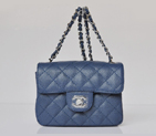 Chanel 1115 mini Classic Flap Bag Caviar Leather Blue in Silver 1115