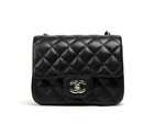 Chanel 1115 mini Classic Flap Bag Original Caviar Leather Black in Silver 1115